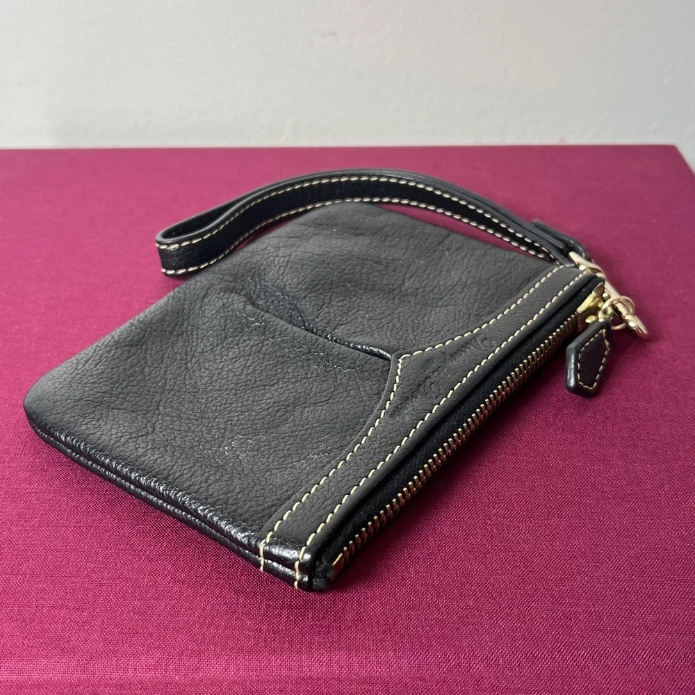 Dooney & Bourke Black Genuine Pebble Leather Wristlet‎